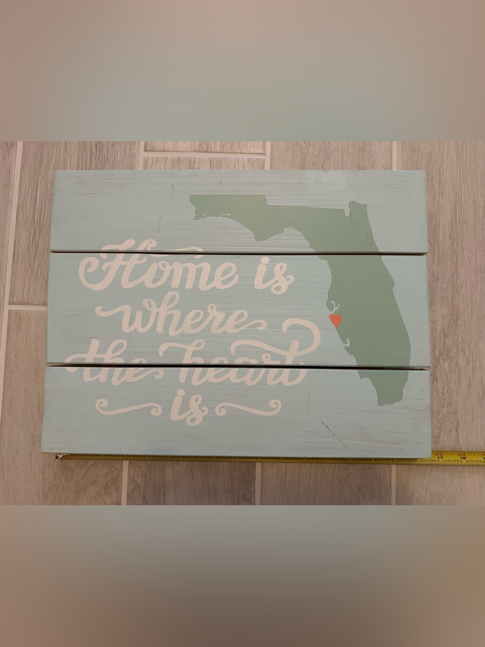Home Is Where the Heart Is Florida Wall Decor - Light Blue & Green